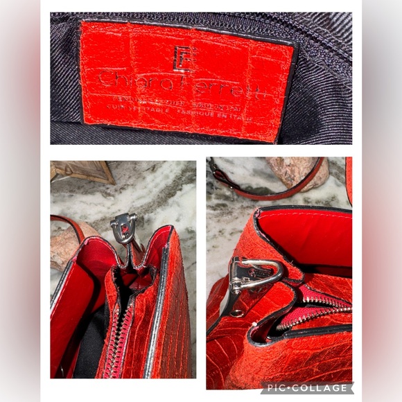 Chiara Ferretti RED Croc Embossed Handbag - Picture 5 of 16